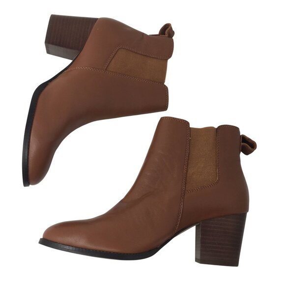 J. Crew Factory Rory Leather Heeled Chelsea Ankle Boots Brown Women's Size 9.5 - Picture 8 of 12